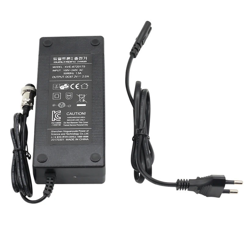

Electric Scooter Charger Skatebaord Adapter Battery Power Supply For DUALTRON 2 67.2V 2.0A Kick Motor Skatebaord Accessories