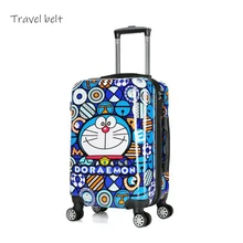 Ремень для путешествий с мультяшным роботом, кошкой, высокого качества, багаж на колёсиках, Детский чемодан для путешествий