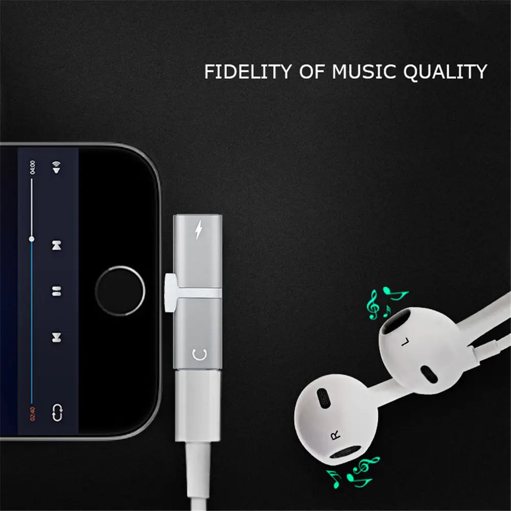 Adaptateur Double Lightning Vers Jack 3.5mm Et Chargeur Pour IPhone 7/8/Plus/X - 2 En 1, Câble 0.7 Pieds