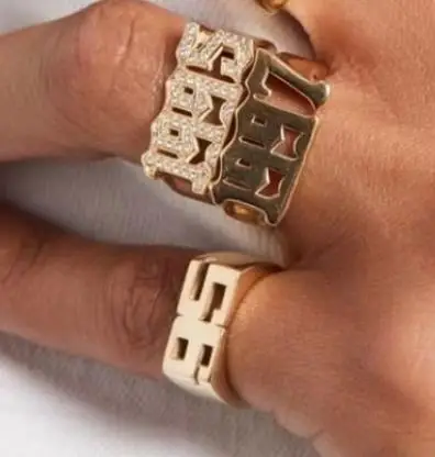 Кольцо с цифрой 3 UMeter, мужское кольцо, заказное кольцо с цирконием, персонализированное серебряное кольцо из розового золота с цифрами, подарки на заказ