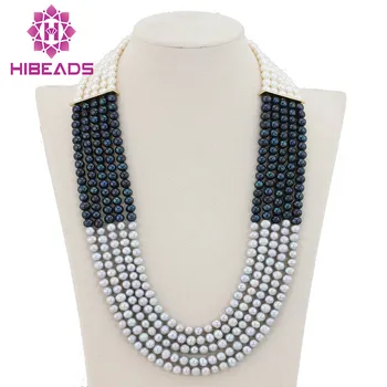 

Splendid 5 Rows Fashion Pearl Necklace African Wedding Pearl Necklace Jewelry 2017 New Design Free Shipping FP130