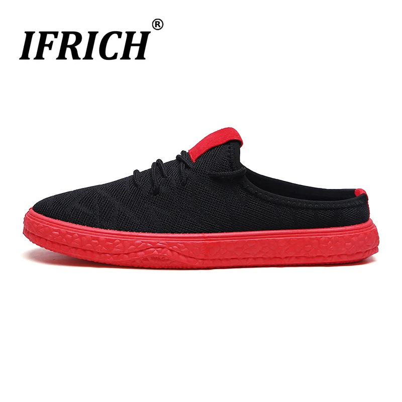 2019 Summer Half slippers Man Black Fashion Men Sneakers Mesh Breathable Flats Casual Shoes Rubber Bottom Walking Men Shoes