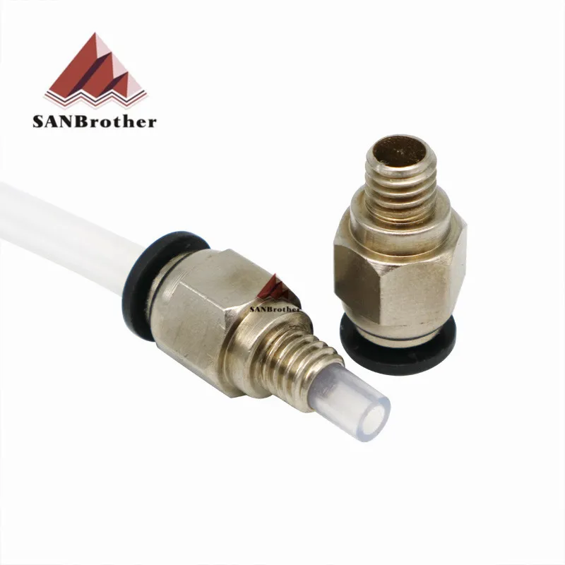 PC4-M6 Pneumatic Connectors Tube Through 4*2 Tube 3D Printer Pneumatic Fittings PC4-M6 Bore PTFE Tube Connector Coupler