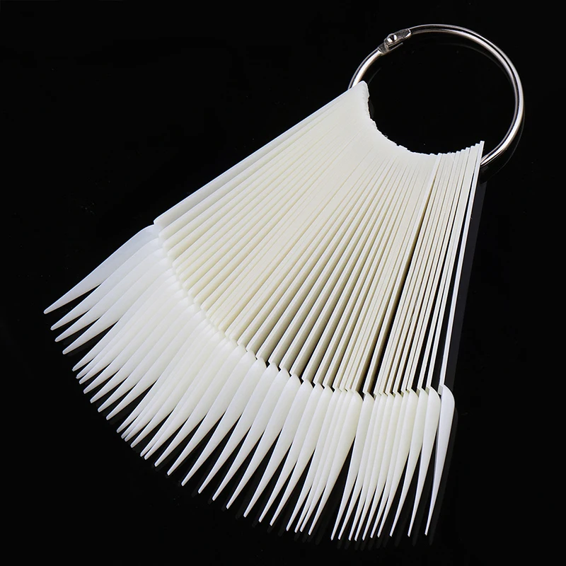 40pcs Clear/Nature Sharp Long Nail Art False Tips Color Display Board Practice Card Salon Practice Display Tools
