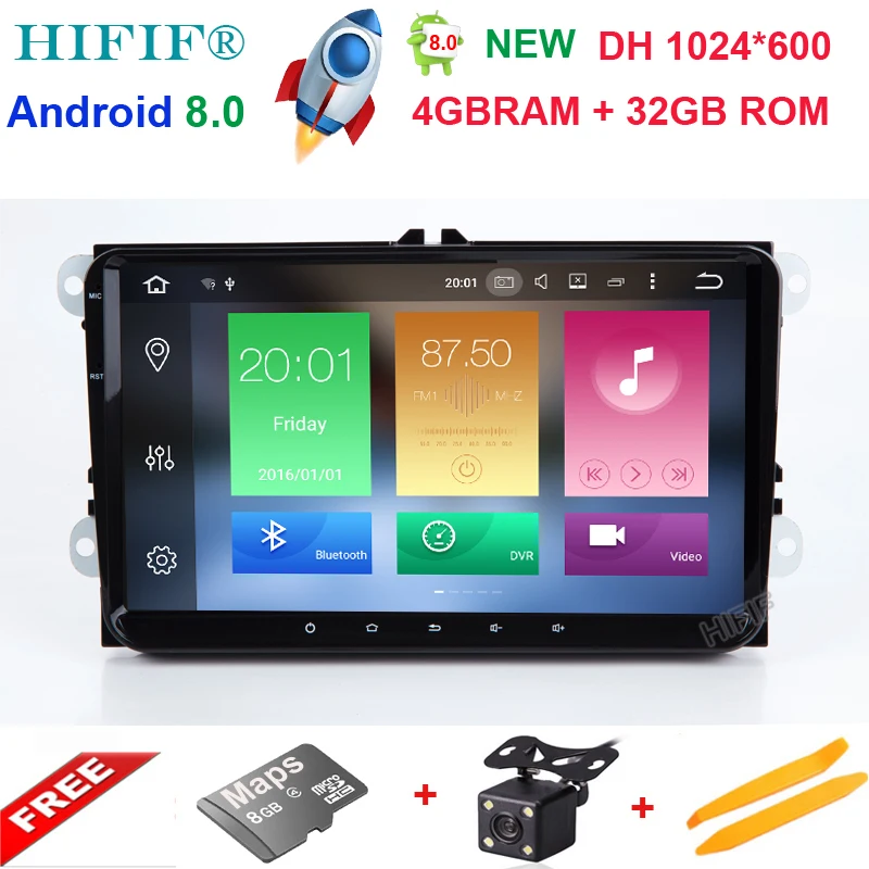 Perfect HIFIF 8 Core 2 din Android 8.0 9" Car Radio player For VW GOLF 5 Golf 6 POLO PASSAT SKODA CC JETTA TIGUAN TOURAN GPS Navigation 0