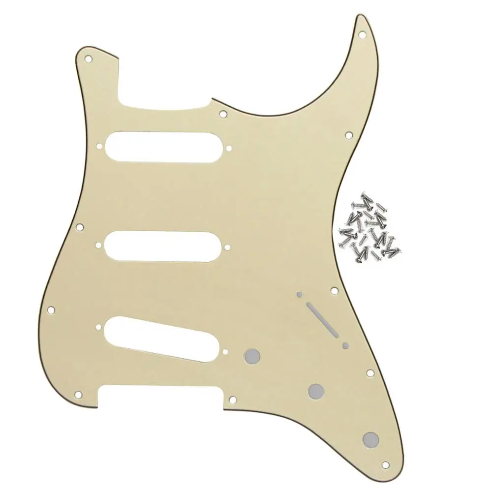 FLEOR 1 шт. Страт накладка на гитару sss pick Guard Scartch Plate w/pick guard винты для 11 отверстий гитарных частей, 20 цветов на выбор - Цвет: Cream 3ply