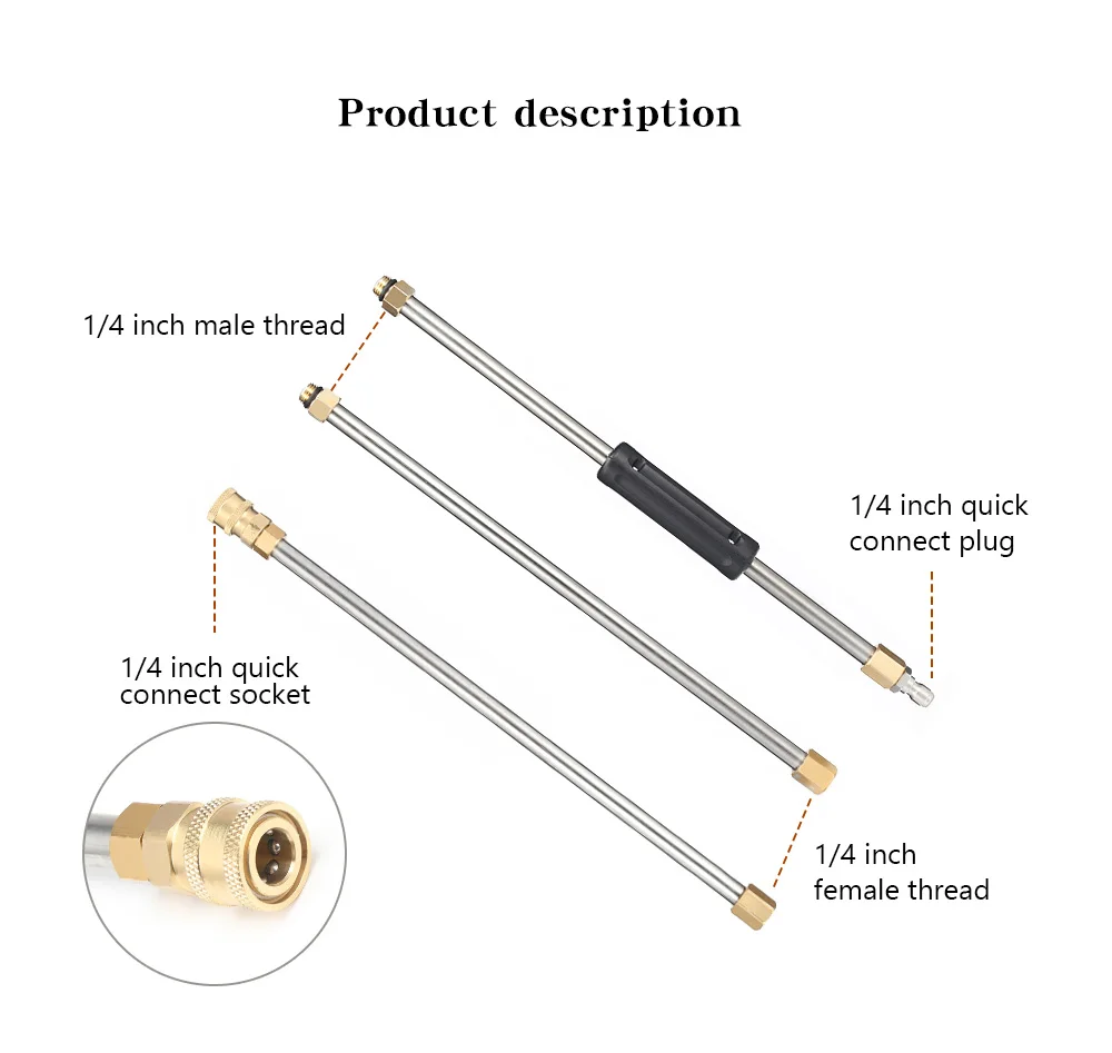 Пистолет для мойки авто давление шайба палочка Расширение, замена копье 7,5 футов, 1/4 ''быстрое подключение 4000PSI