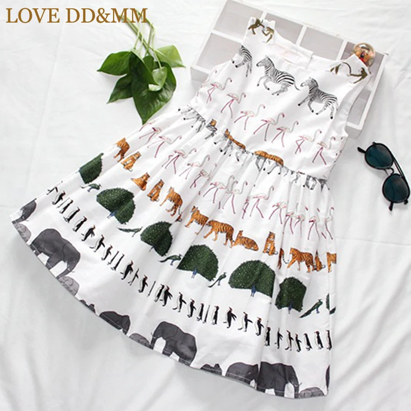 

LOVE DD&MM Girls Dresses 2019 Spring New Children's Wear Girls Sweet Animal Print Lace Cotton Sleeveless Vest Dress