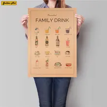 Cartel con diagrama retro para bebidas familiares, pegatina de pared, cerveza, vino, decoración de pintura, arte retro, pintura, impresiones, cuadro para restaurante, 45,5x31,5 cm