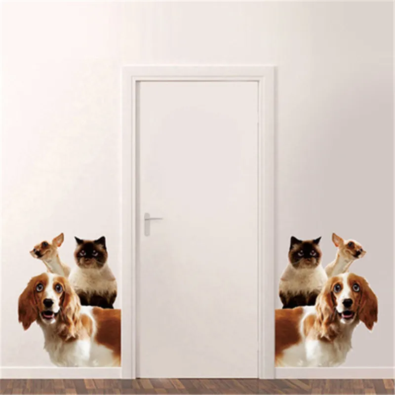 Funny Animal Pet Dog 3D Wall Stickers For Kids Baby Room Living Home Decor Vinyl Door Decal Refrigerator Wallpaper |