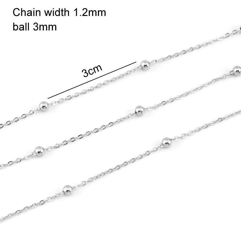 Stainless Steel 1.2mm Silver Rolo Link Chain Necklace With Space Ball Sell In 5 Meters No Clasp Chains Factory Outlet