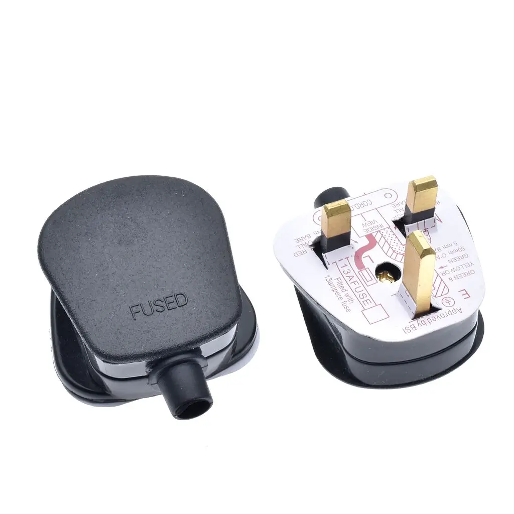 2018 High Quality Black 3 Pin Uk Mains Top Plug 13a Appliance Power Socket Fuse Adapter