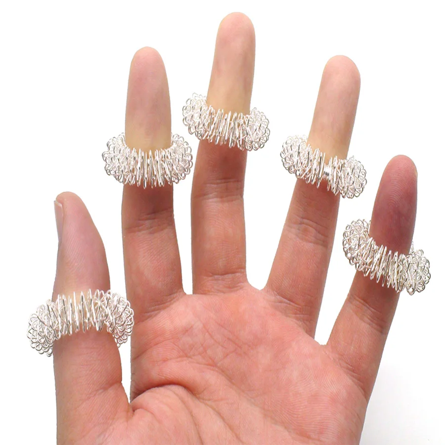 5Pcs Massage Finger lose Weight Hand Hot Sale Finger Ring Acupuncture Ring Health Care Body Massager stress reliever RingZ29201