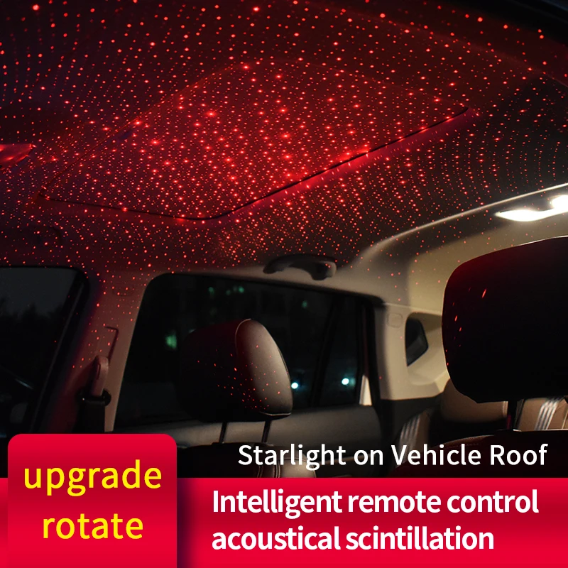 

CNSUNNYLIGHT Automatic Rotation LED Car Atmosphere Ambient Star Lights DJ Red Music Sound Lamp Room Interior Decorative Lights