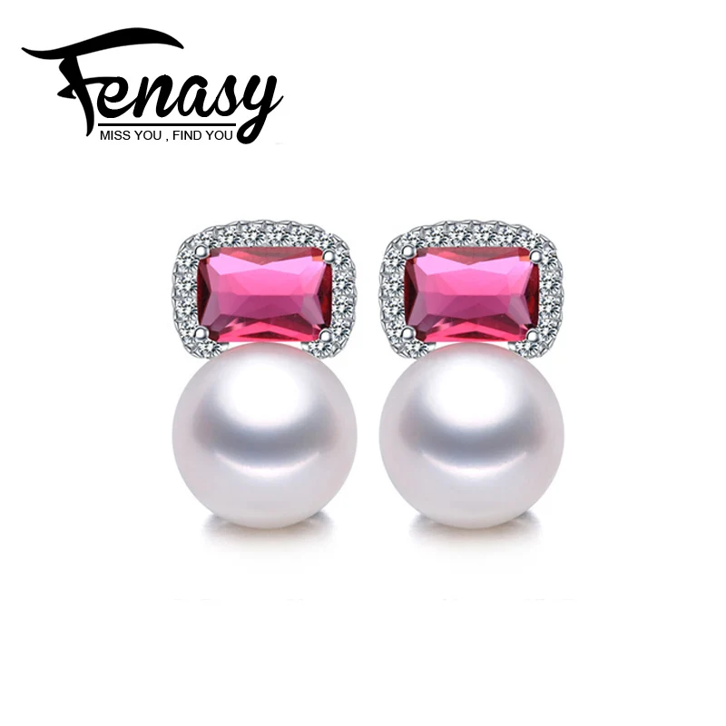 

FENASY natural Pearl earring, Pearl with 925 Sterling Silver earrings,Birthday gift Jewelry Accessories earrings for women