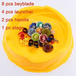 Beyblade взрыв стадион набор (8 шт. бей лезвие + 4 пусковые + 2 ручки + 1 этап) прядильный механизм с коробкой Bayblade подарок для детей # G