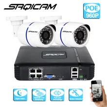 Saqicam 4CH PoE IP камера безопасности системы 1,3 мегапикселя 2 шт. 960 P пуля камера s IR ночного видения видео наблюдения NVR комплект