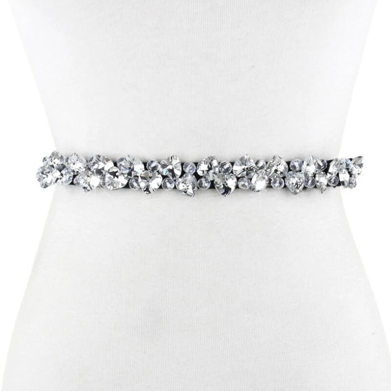 

Fashion new High-Grade Crystal Women'S Belt Rhinestone Jeweled Belts thin fabric elastic bride strap Waist Girdle accessories