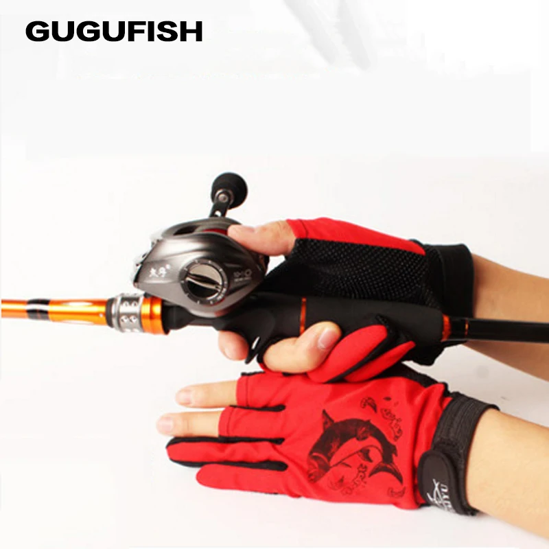 

GUGUFISH 1Pair Waterproof 3 Cut Finger Non-Slip Fishing Gloves Outdoor Sport 100% Brand High Quality