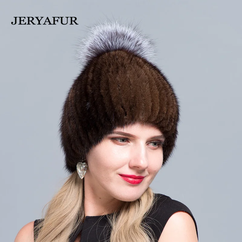 JERYAFUR/горячая Распродажа ручная меховая шапка бесплатная доставка зимние теплые