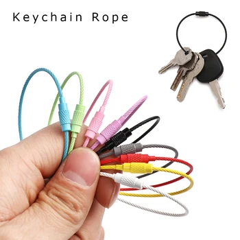 

10Pcs/Set 150MM EDC New Keychain Tag Rope Stainless Steel Wire Cable Loop Screw Lock Gadget Keyring Circle Camp Trinket Chaveiro