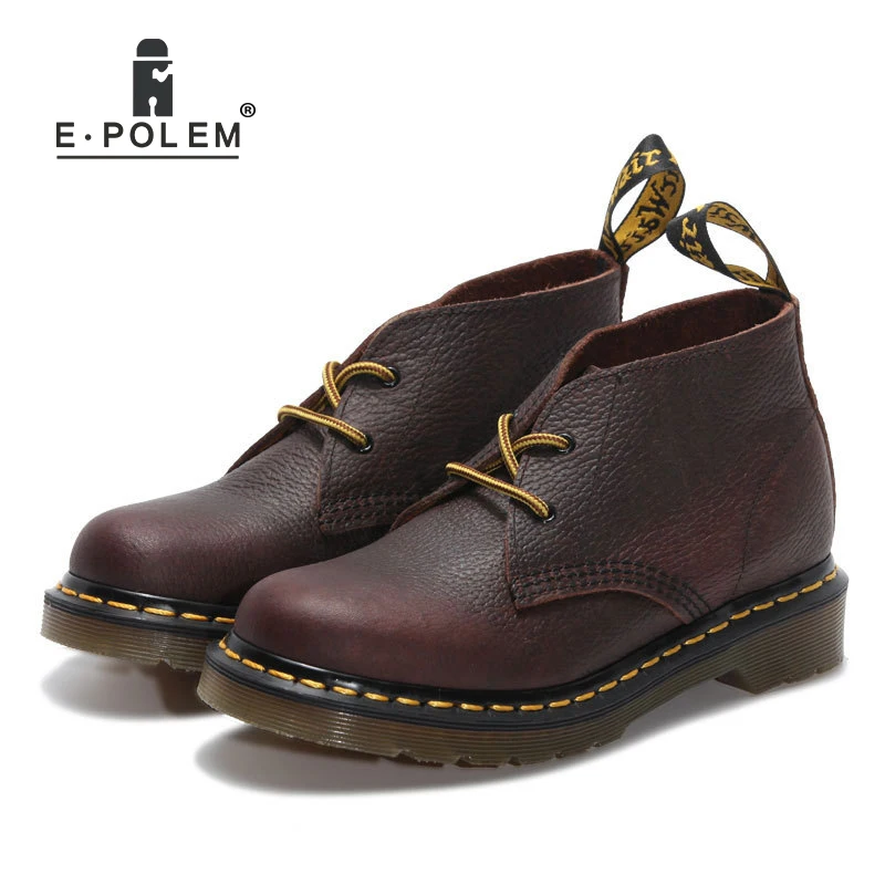 

Trendy Women Unisex Genuine Leather Boots Shoes Work Martin Boots Platform Autumn Winter Vintage Casual Ankle Boots