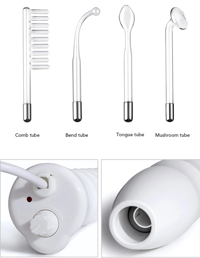 Massageador de Cabelo Tubo de Vidro de Alta Portátil Handheld Freqüência Máquina Facial Eletrodo Wand Spa Endurecimento Local Acne Rugas Cuidados 11 Vidro De Alta Freqüência Máquina Facial Eletrodo