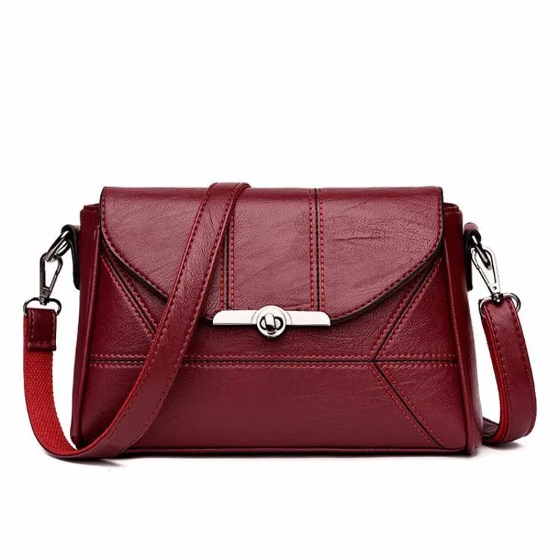 

Fashion Soft PU Leather Flap Casual Korean Style Messenger Bags Burgundy Purple Black Crossbody Bag