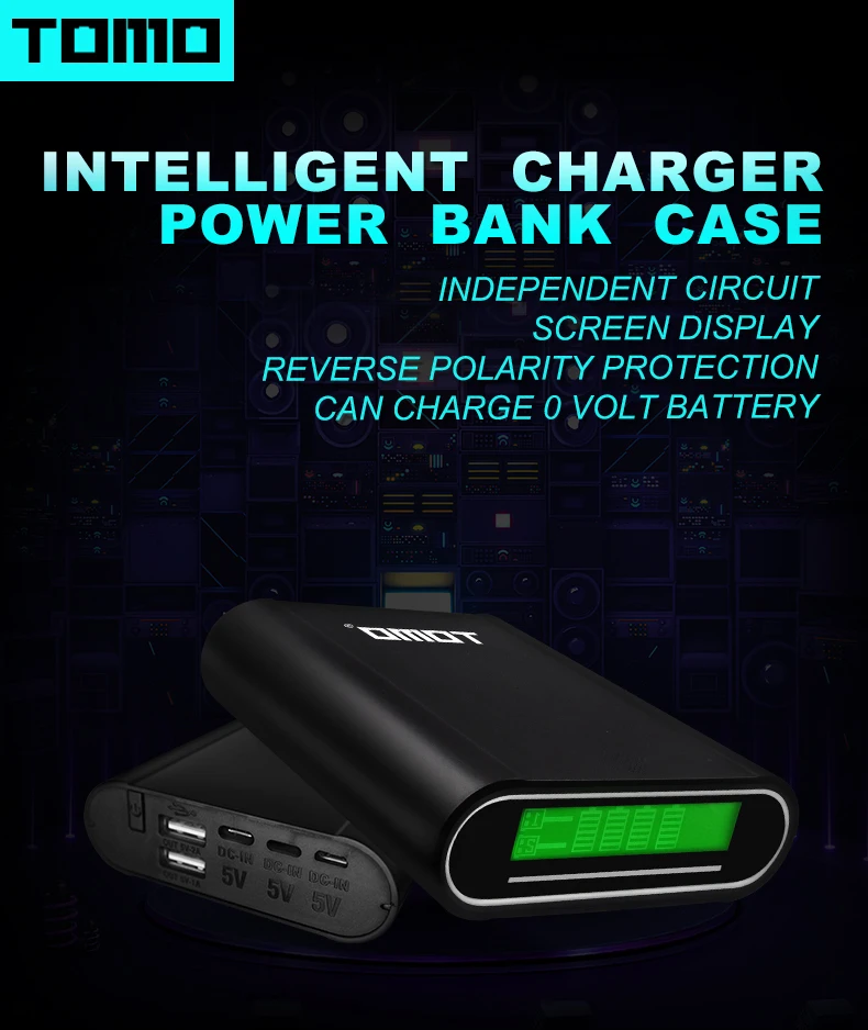 TOMO 18650 зарядное устройство powerbank чехол S4 литиевая батарея для хранения diy коробка ЖК-дисплей Тип C 3 USB входные порты