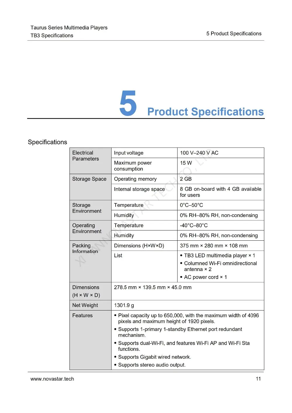Taurus Series Multimedia Players TB3 Specifications-V1.4.0_13