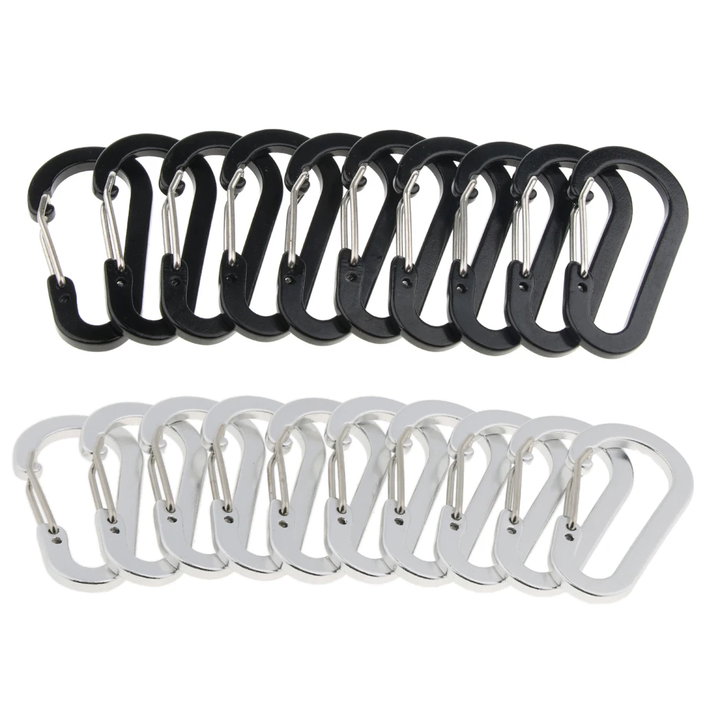10Pcs Aluminium Carabiners Clip Snap Keychain Clip Spring Key Chain Clip Hook Buckle for Camping Hiking Dog Leash Harness