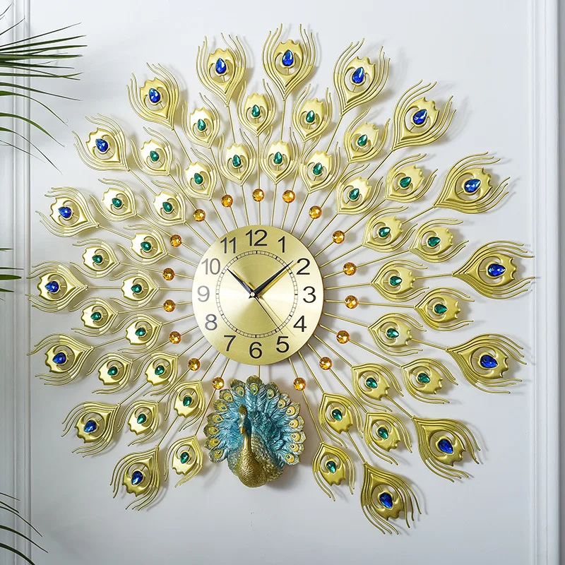 

2018 New Direct Selling Wandklok Exploded Peacock Clock, Wall Fashion Decorative European-style Bedroom Silent Quartz Clock