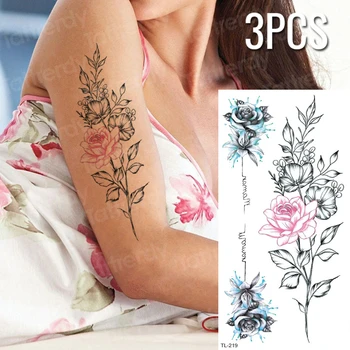 

3pcs/lot temporary tattoos women tattoo sticker flower fake tattoo body sticker arm hand tattoo sexy summer tatoo wholesale set