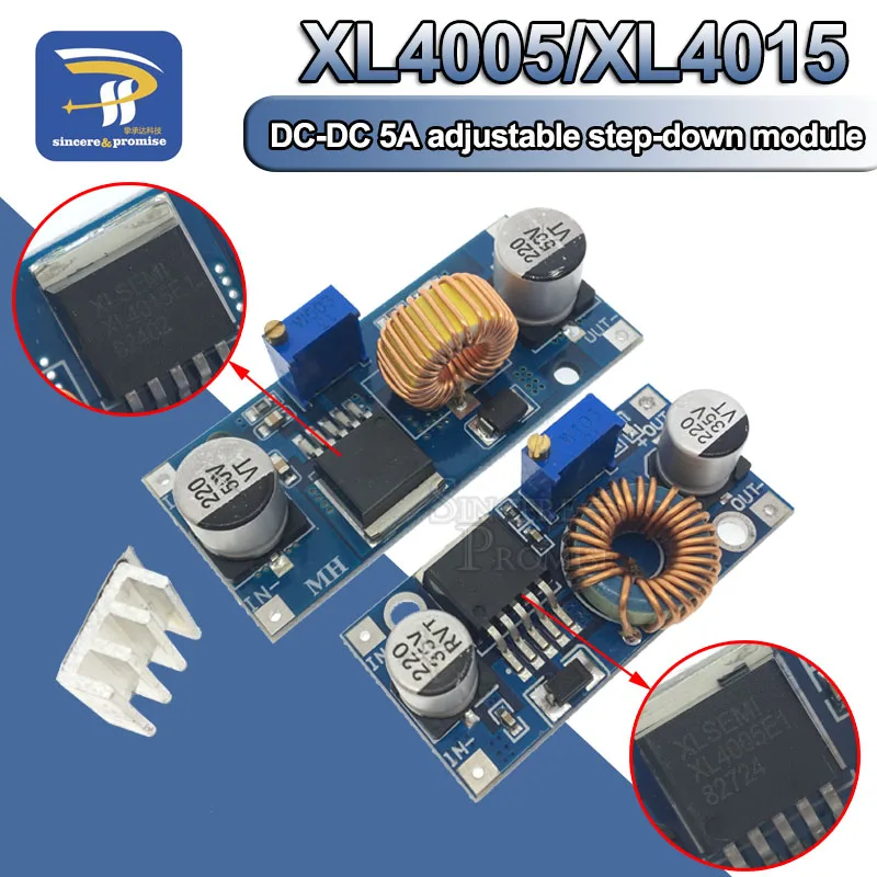 

XL4005 5A 75W XL4015 DC-DC 4-38V to 1.25-36V 24V 12V 9V 5V Step Down Adjustable Power Supply Module LED Lithium Charger