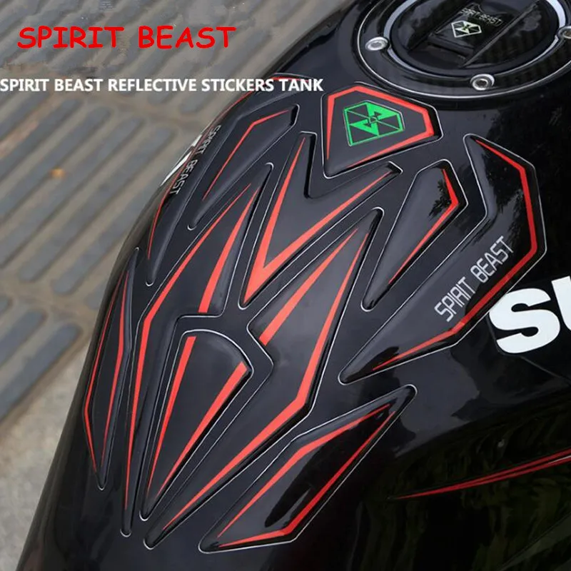 

Reflective 3D Motorcycle Sticker Moto Gas Fuel Tank Protector Pad Cover Decoration Decals for Honda Yamaha etc SPIRIT BEAST