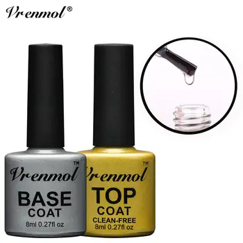 

Vrenmol Nail Polish Long Lasting No Clean Top Base Coat Gel Nail Varnish Shiny Manicure Set Soak Off UV Primer Gel Lacquer