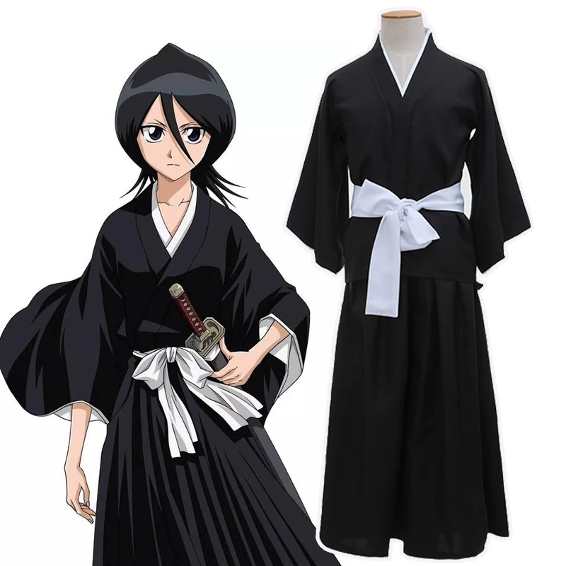 Аниме Bleach косплей Kuchiki Rukia Gotei 13 тринадцатый дивизион капитан Soul Reaper костюм черное