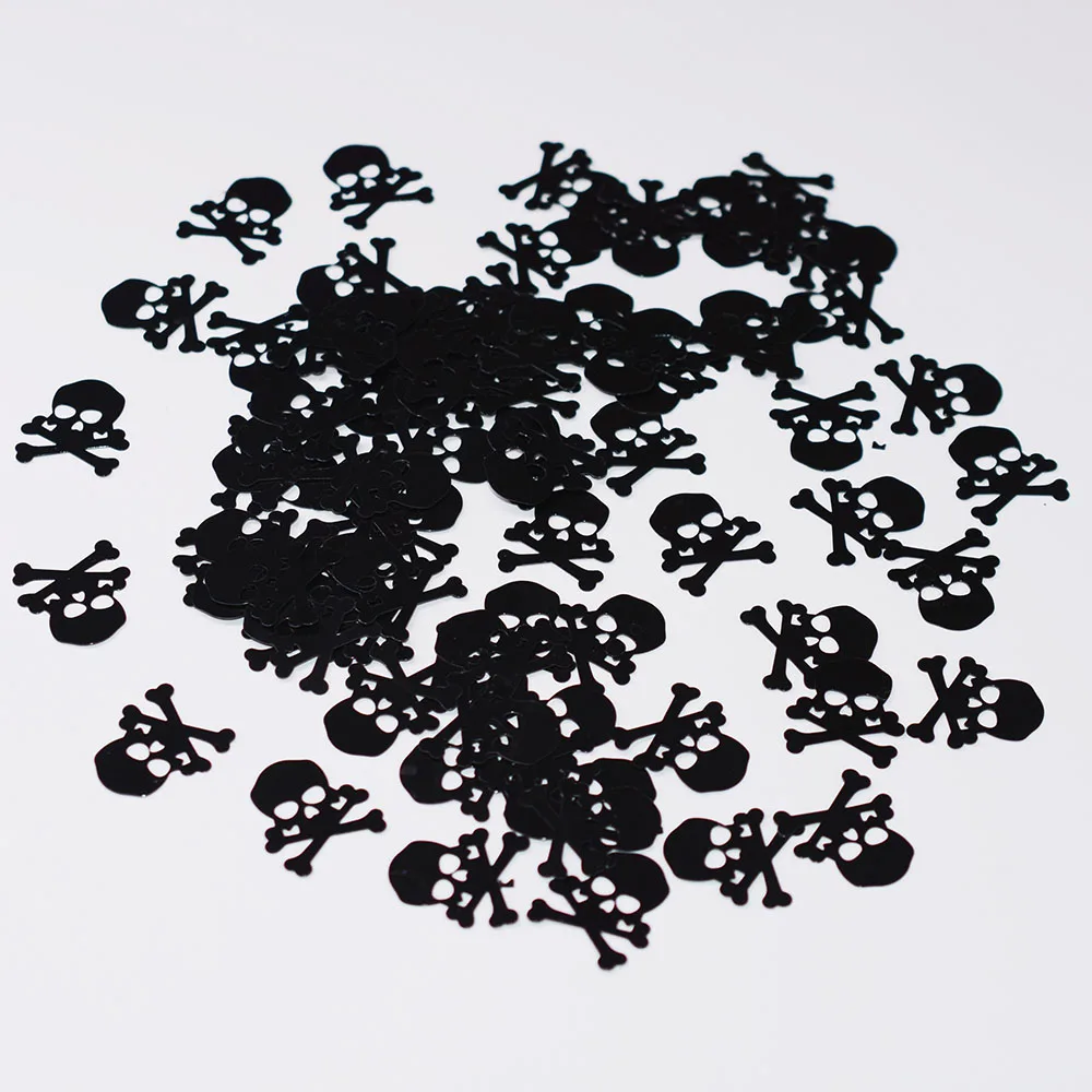 

15g Black Pirate Skull Crossbones Confetti Birthday Wedding Party Danger Sign Mark Table Scatters PVC Decorations Sprinkles