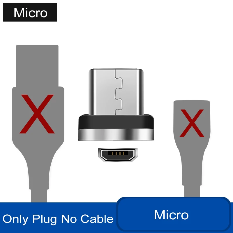 Светодиодный кабель зарядного устройства на магните 3 А для быстрой зарядки iPhone 6 S 6 S 5 5S 7 8 Plus X XR XS Max Galaxy S8 S9 S10 провод шнур Micro usb type C - Цвет: Just Micro Plug