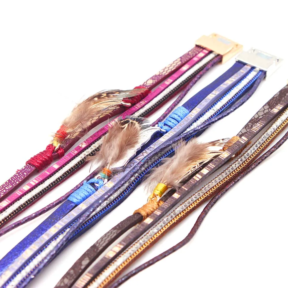 Ювелирные изделия Boho браслеты для женщин кожаные облегающие амулетные браслеты осень зима Femme аксессуары