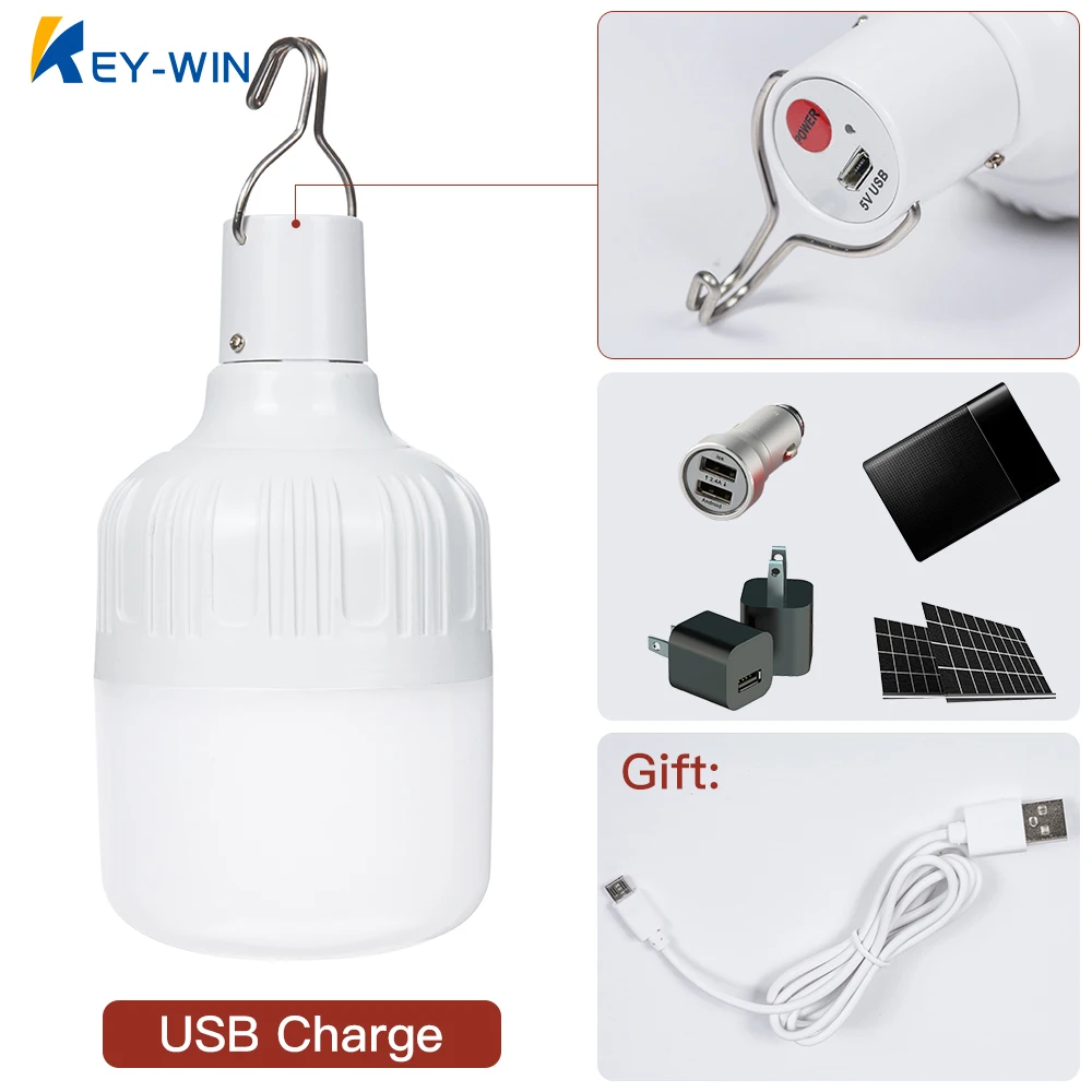 

KEY-WIN Wireless 50W 40W 30W 20W USB Emergency Lights LED Bulb Dimmable Rechargeable Outdoor Adventure Ampoule Camping Lamp