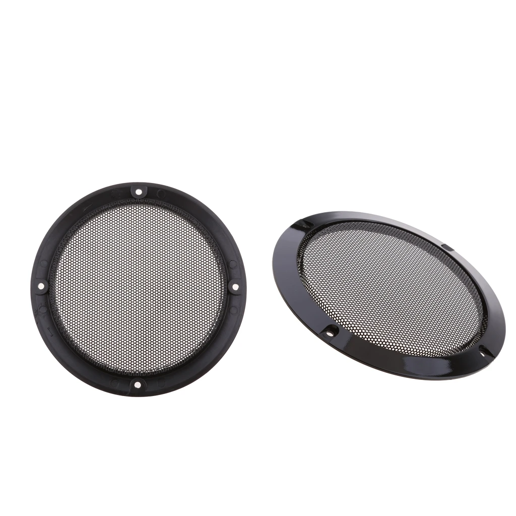 2 Pieces 6.5 Inch Speaker Grills Cover Case with 8pcs Screws for Speaker Mounting Home Audio DIY 184mm Outer Diameter Black