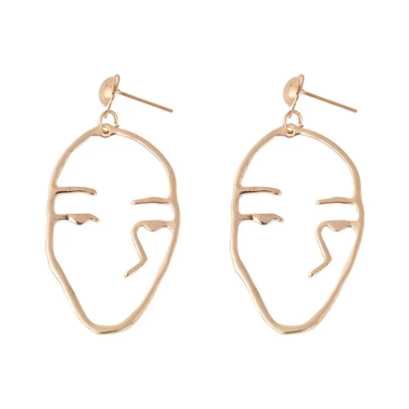 Trendy Earrings for women Dangle earrings Retro Art Abstract Cutout Face Dangle Drop Earrings Lady Hollow Jewelry Brincos Y10#N (5)