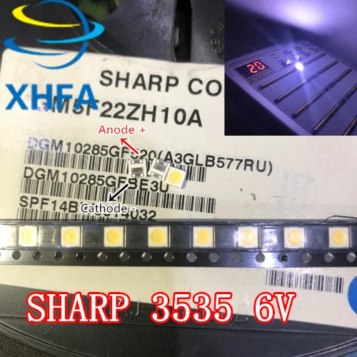 500 шт. для SHARP светодиодный ТВ Применение ЖК-дисплей Подсветка 1 2 W 6V 3535 3537 холодный