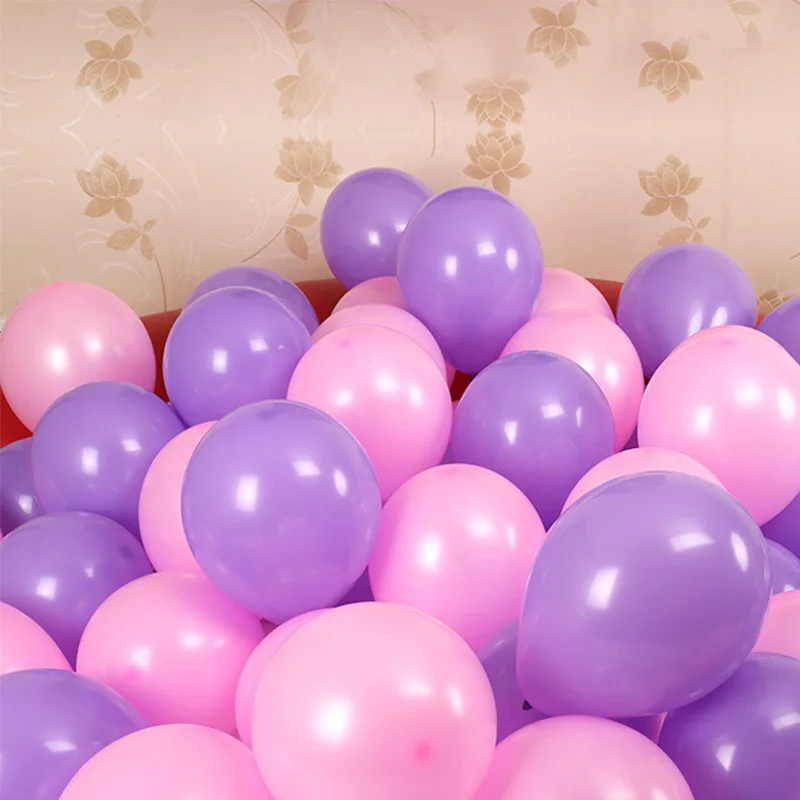 100 шт./упак. вечерние украшения, воздушные шары на день рождения популярный свадебный подарок 10 дюймов, товары для фестиваля, Модные Цветные утолщаются латекса - Цвет: Pink Purple