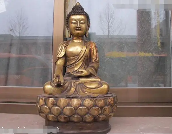 

17"Inch Tibet Monastery Bronze gild carved Shakyamuni Buddhism Buddha Statue