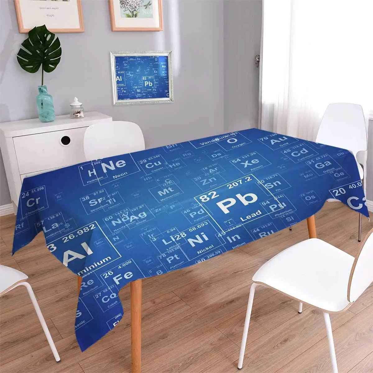 Science Rectangular Tablecloth Chemistry Tv Show Inspired Image With Periodic Element Table Image Print Art Table Cover