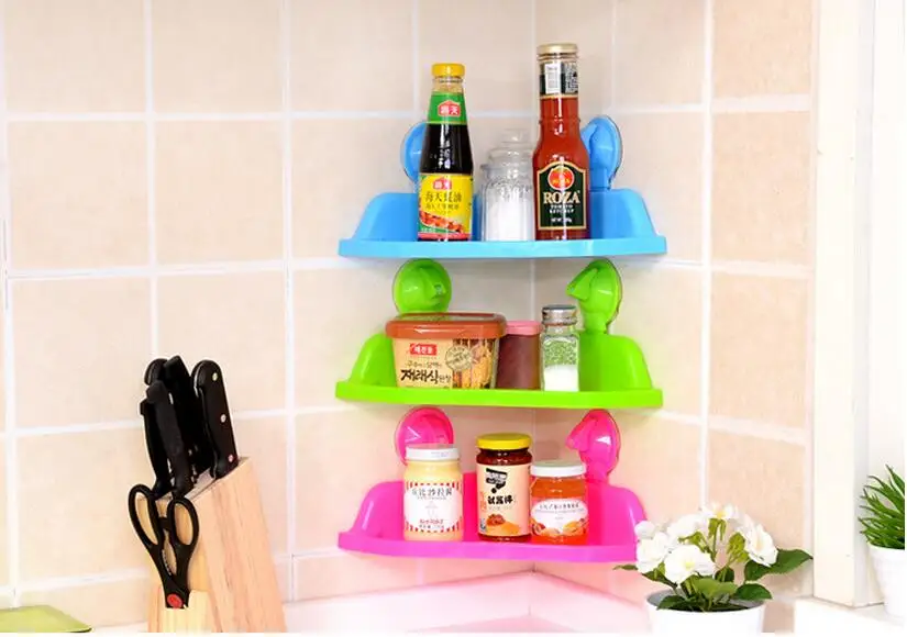 

Strong suction cup suction wall Seamless bathroom shelf plastic tripod vacuum chuck bathroom corner shelf