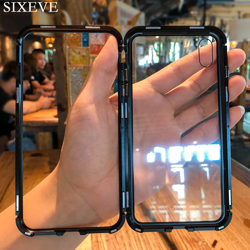 Магнитный адсорбционный чехол из закаленного стекла для телефонов iPhone 6 s S 8 7 Plus X