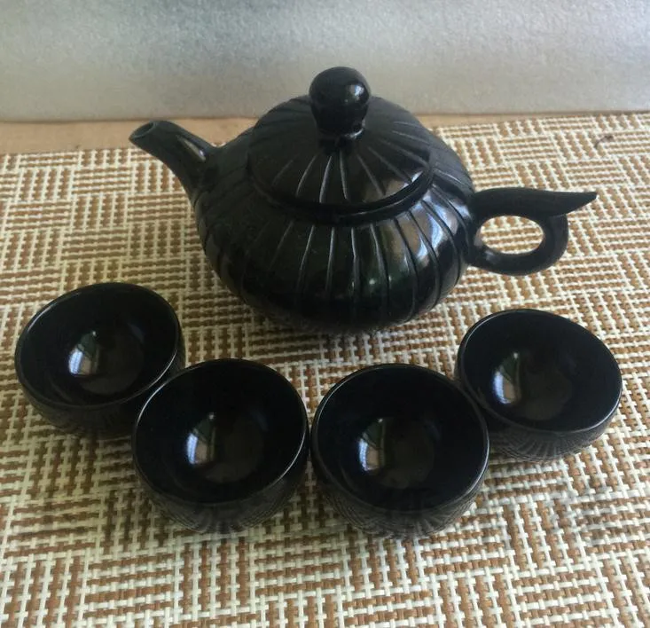 Чайный набор из пяти предметов, натуральные чернила, нефрит, hi-top, чайный сервиз, Нефритовый чайный сервиз, подарок для рукоделия